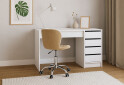 Зображення 2 - Стіл письмовий Kredens furniture Ерго / Ergo 110x55 см правий з 5-ма шухлядами Білий з кріслом Бетані бежевий оксамит