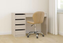 Зображення 2 - Стіл письмовий Kredens furniture Ерго / Ergo 110x55 см лівий з 5-ма шухлядами кашемір та з кріслом Бетані сірий оксамит
