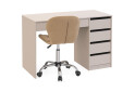 Зображення 1 - Стіл письмовий Kredens furniture Ерго / Ergo 110x55 см правий з 5-ма шухлядами кашемір та з кріслом Бетані сірий оксамит