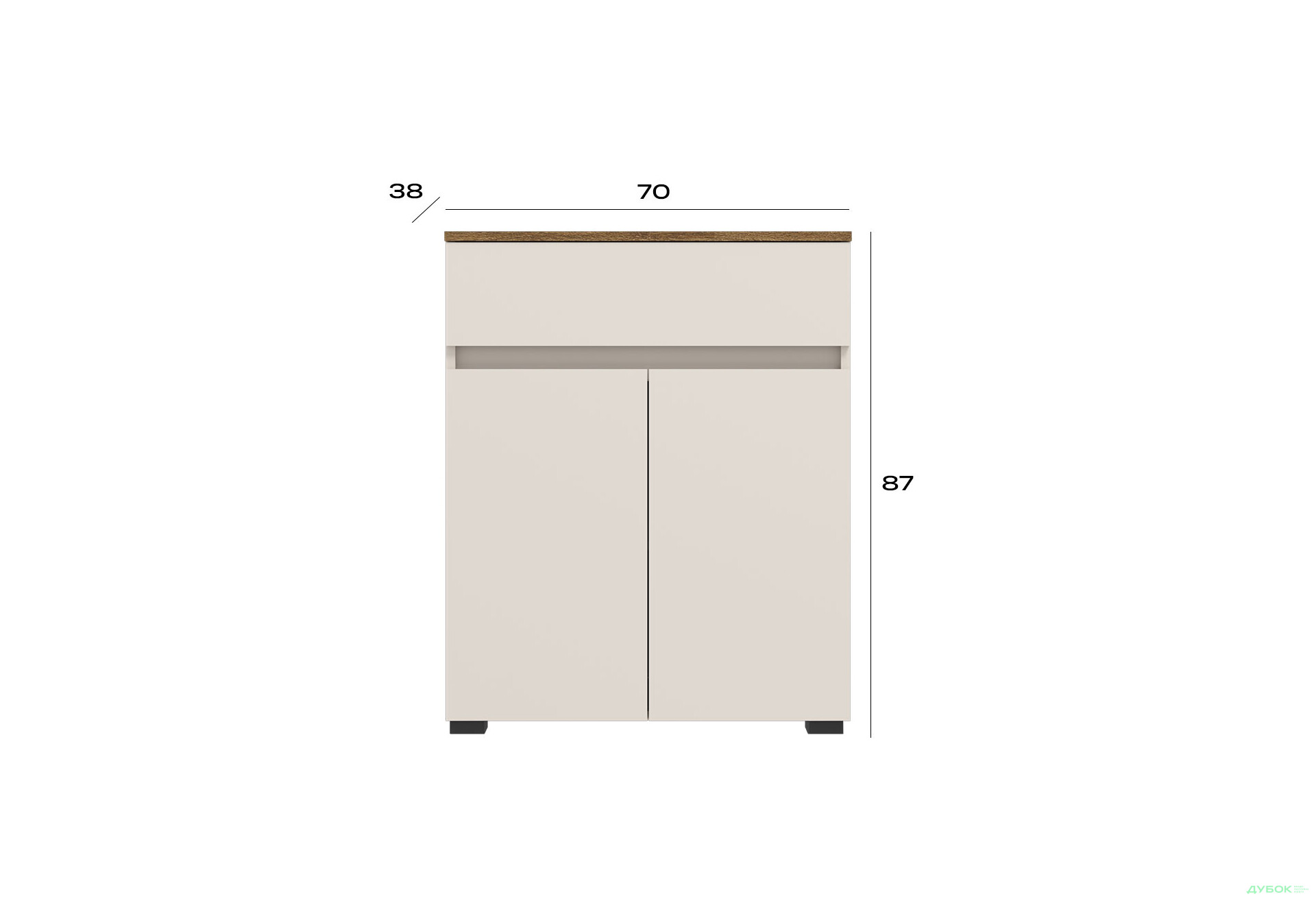 Тумба Гербор Ансі KOM2D1S з шухлядою та дверцятами, дуб травіата / кашемір - Зображення 3 Зображення 3 - Тумба Гербор Ансі KOM2D1S з шухлядою та дверцятами, дуб травіата / кашемір