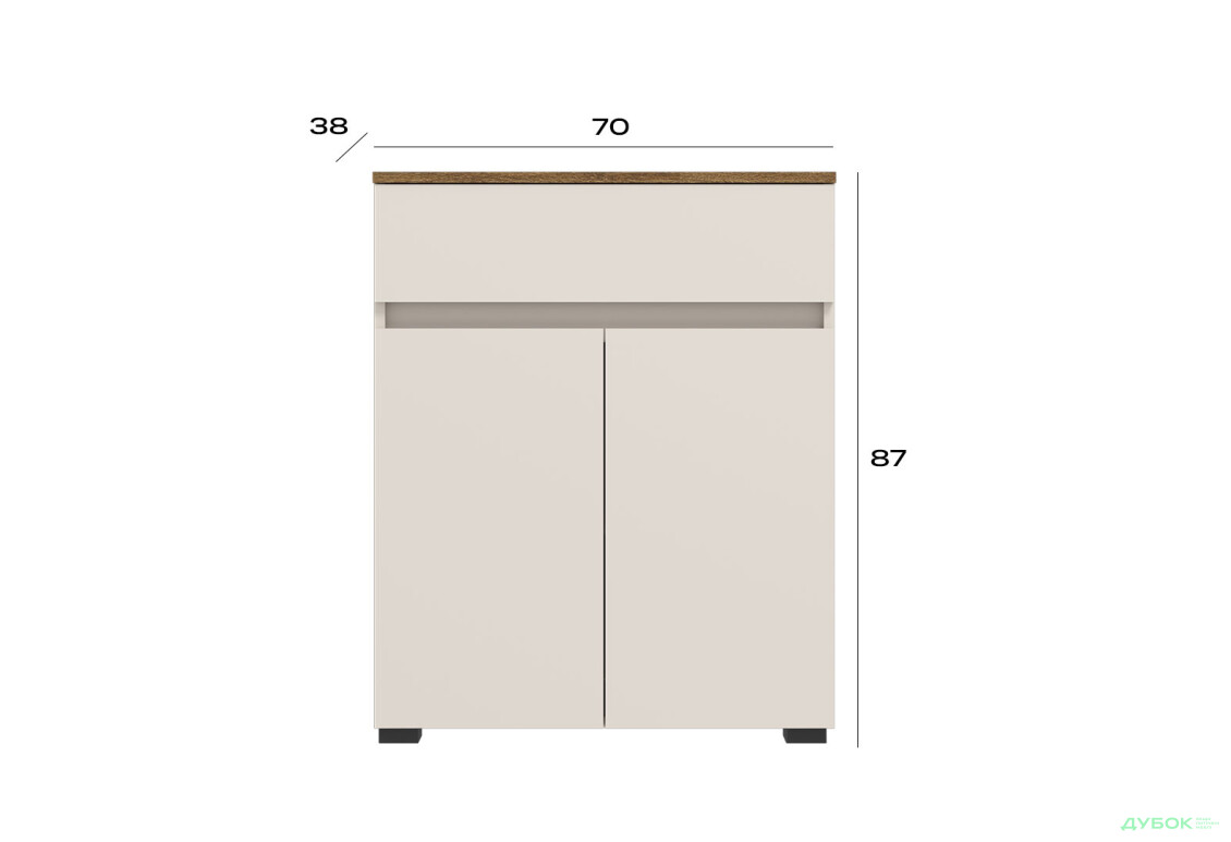 Тумба Гербор Ансі KOM2D1S з шухлядою та дверцятами, дуб травіата / кашемір - Зображення 3 Зображення 3 - Тумба Гербор Ансі KOM2D1S з шухлядою та дверцятами, дуб травіата / кашемір