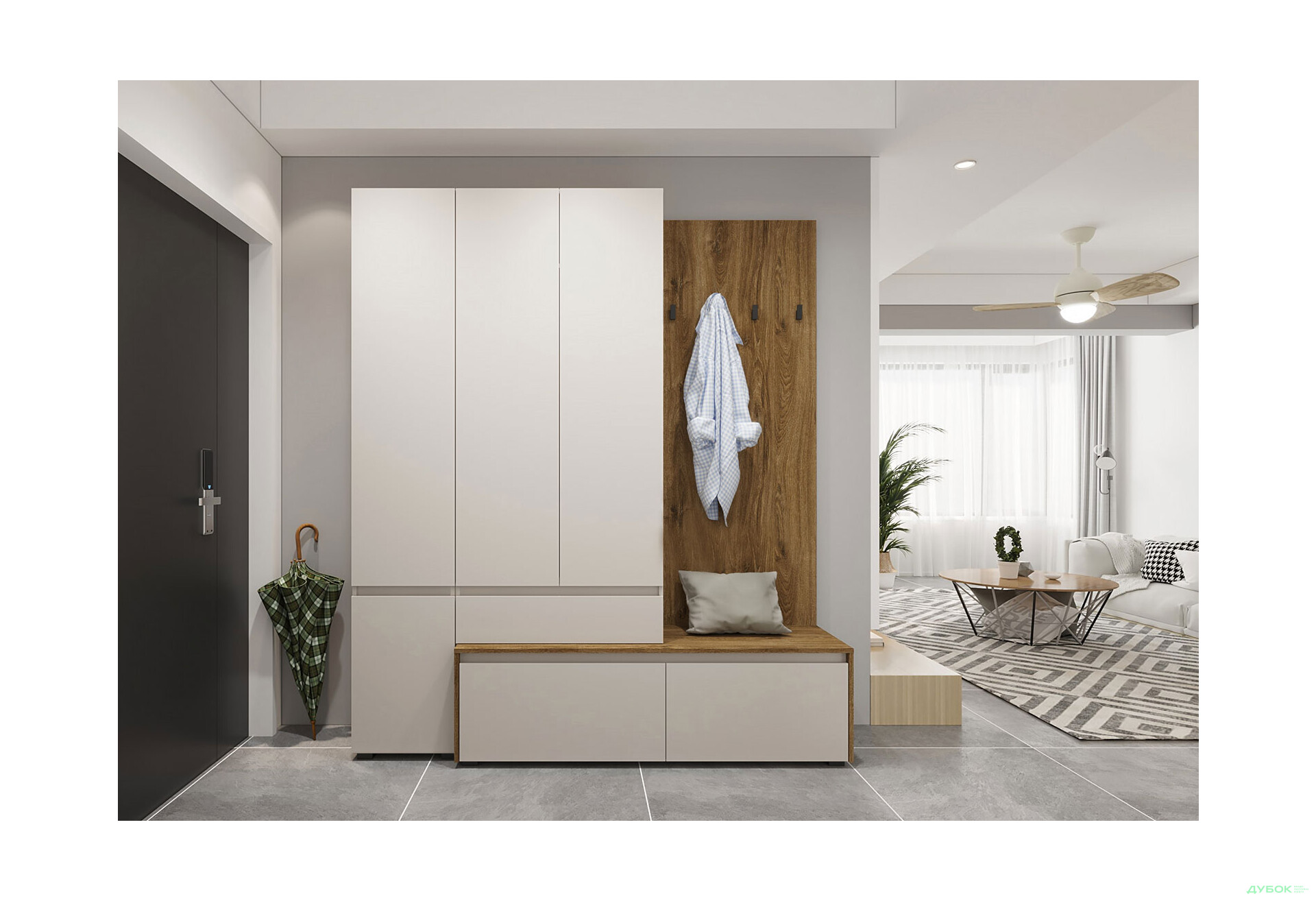 Пенал Гербор Ансі REG2D з полицями 40 см, дуб травіата / кашемір - Зображення 2 Зображення 2 - Пенал Гербор Ансі REG2D з полицями 40 см, дуб травіата / кашемір