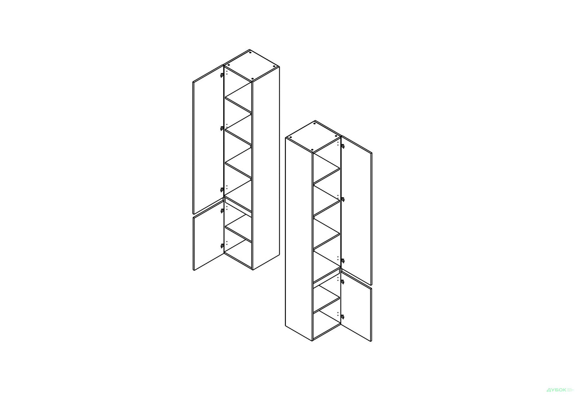 Пенал Гербор Ансі REG2D з полицями 40 см, дуб травіата / кашемір - Зображення 4 Зображення 4 - Пенал Гербор Ансі REG2D з полицями 40 см, дуб травіата / кашемір