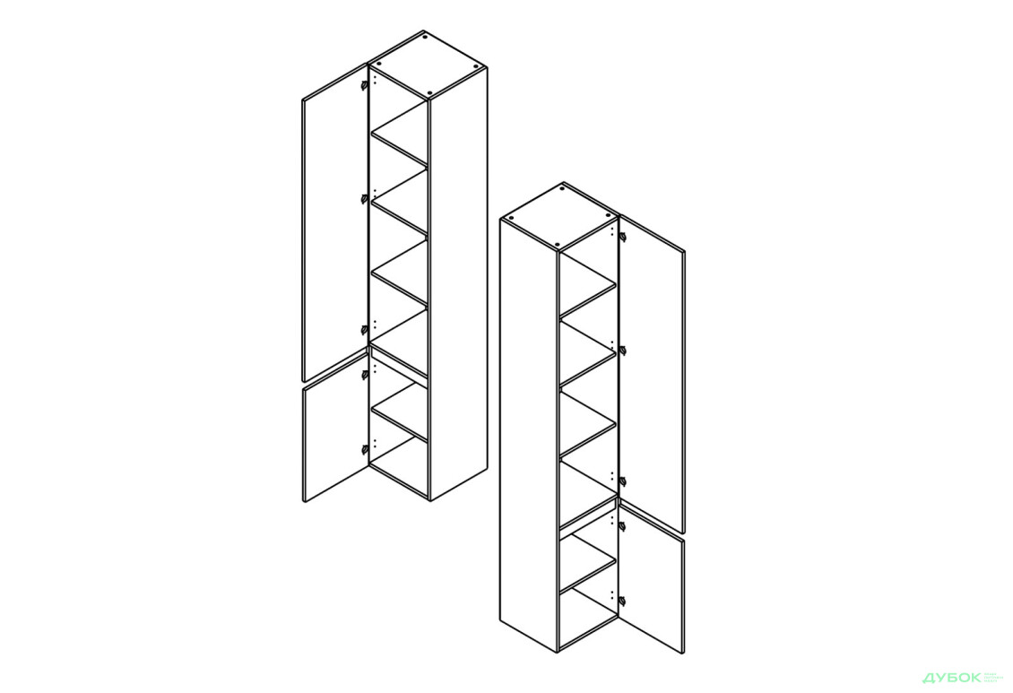 Пенал Гербор Ансі REG2D з полицями 40 см, дуб травіата / кашемір - Зображення 4 Зображення 4 - Пенал Гербор Ансі REG2D з полицями 40 см, дуб травіата / кашемір