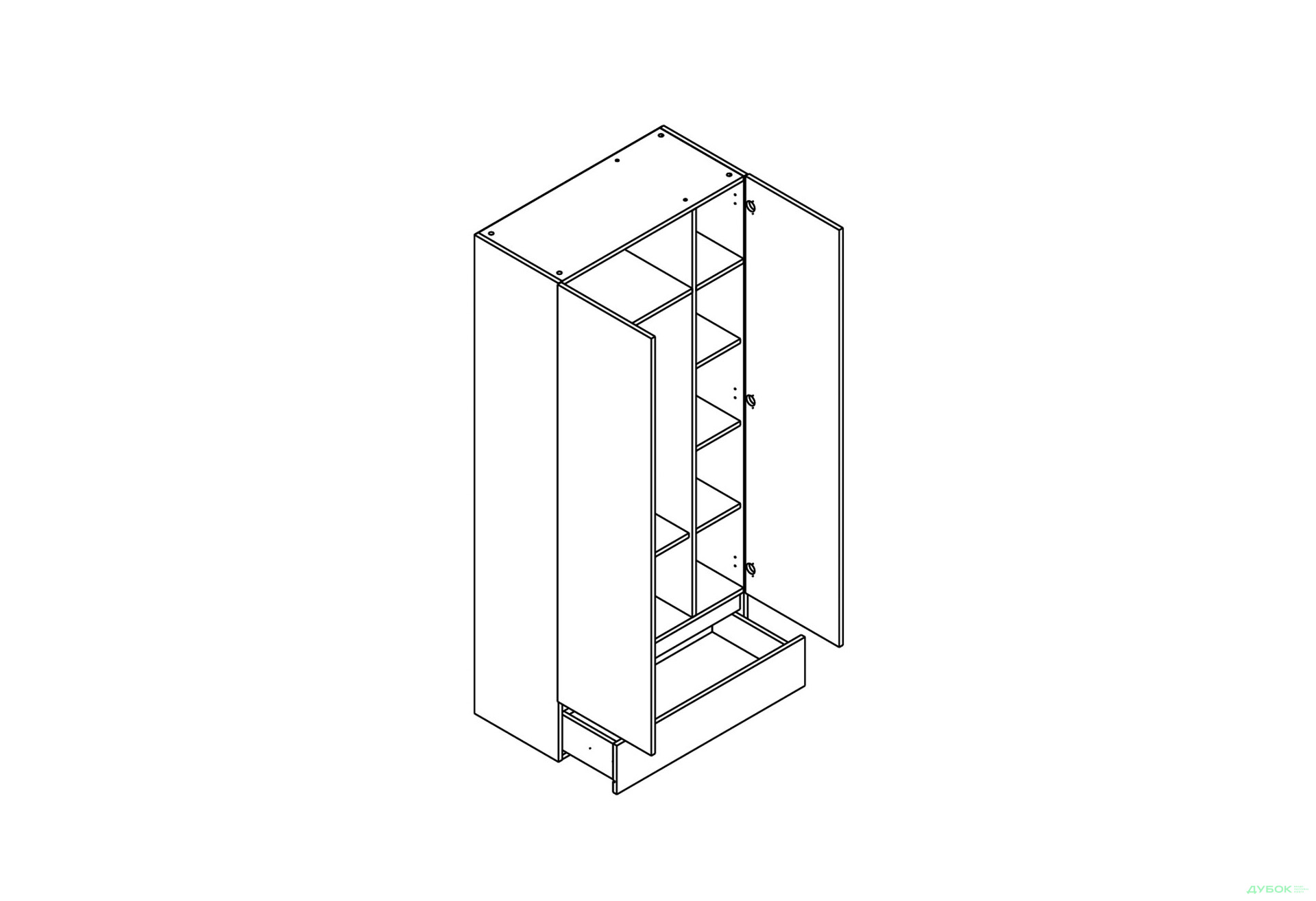 Пенал-надставка Гербор Ансі REG2D1S зі штангою та полицями 80 см, дуб травіата / кашемір - Зображення 4 Зображення 4 - Пенал-надставка Гербор Ансі REG2D1S зі штангою та полицями 80 см, дуб травіата / кашемір