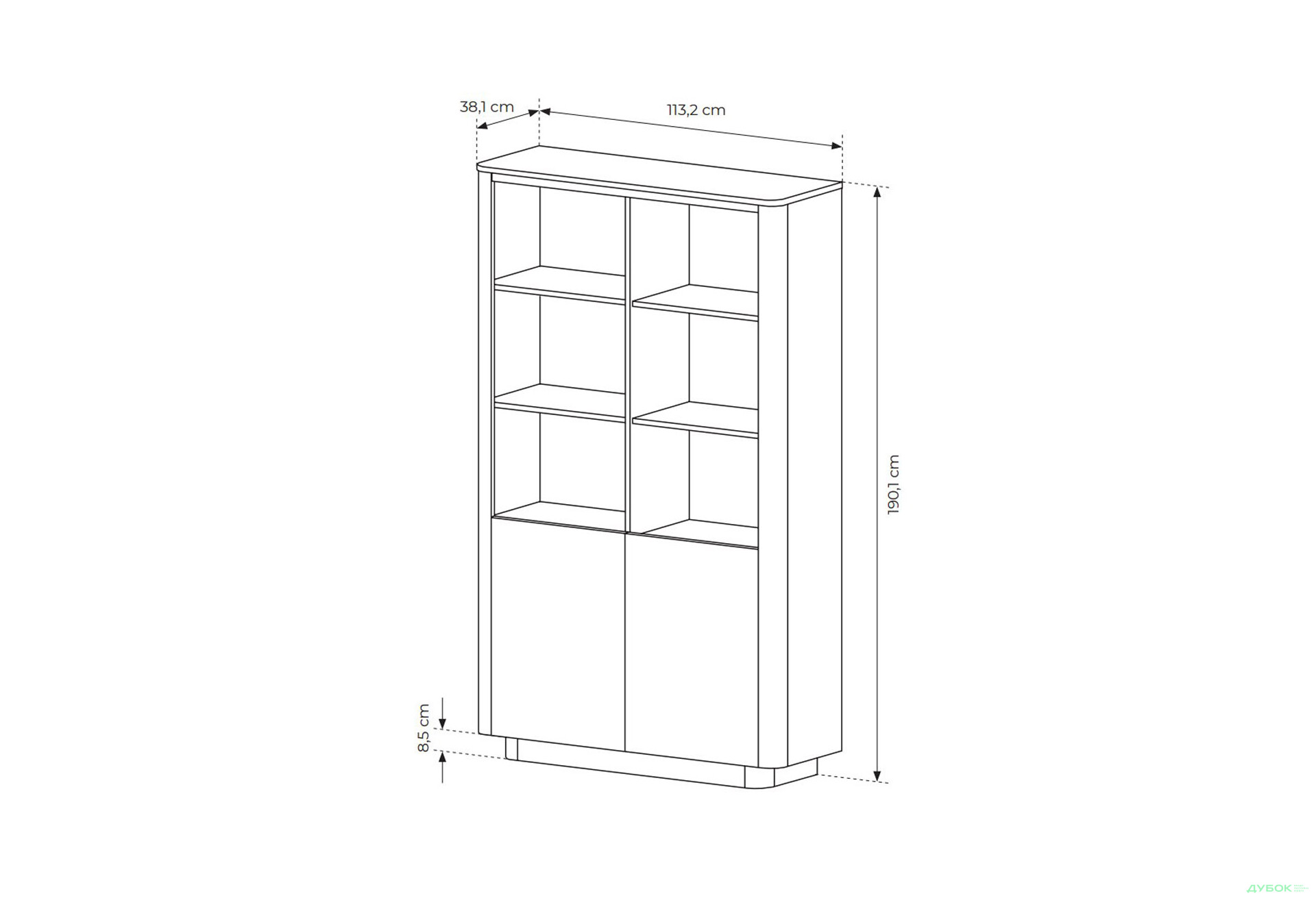 Изображение 6 - Шкаф-стеллаж комбинированный Perfect Home Торро / Torro 113,2 см, дуб кремона / черный