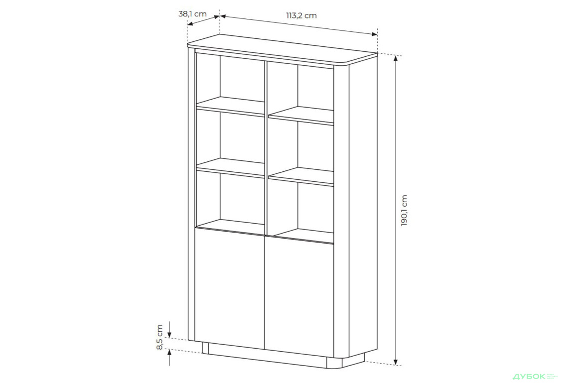 Изображение 6 - Шкаф-стеллаж комбинированный Perfect Home Торро / Torro 113,2 см, дуб кремона / черный