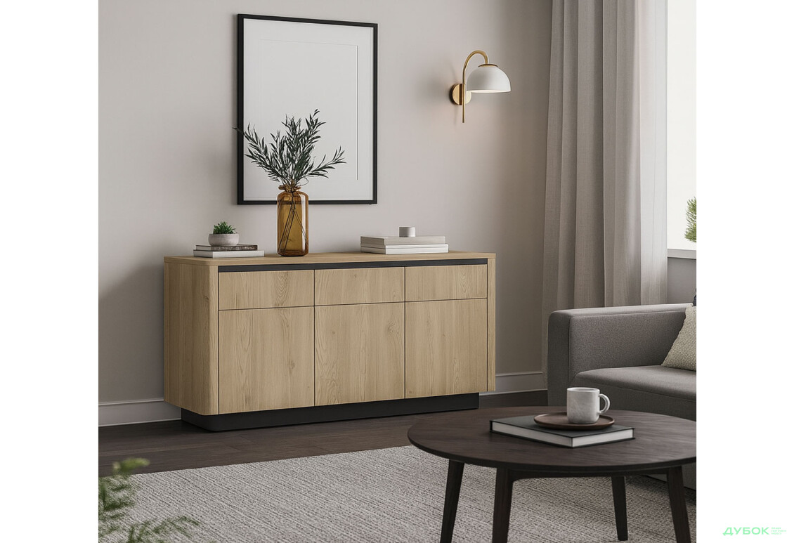 Изображение 3 - Комод Perfect Home Торро / Torro 3-дверный с ящиками 163,2 см, дуб кремона / черный