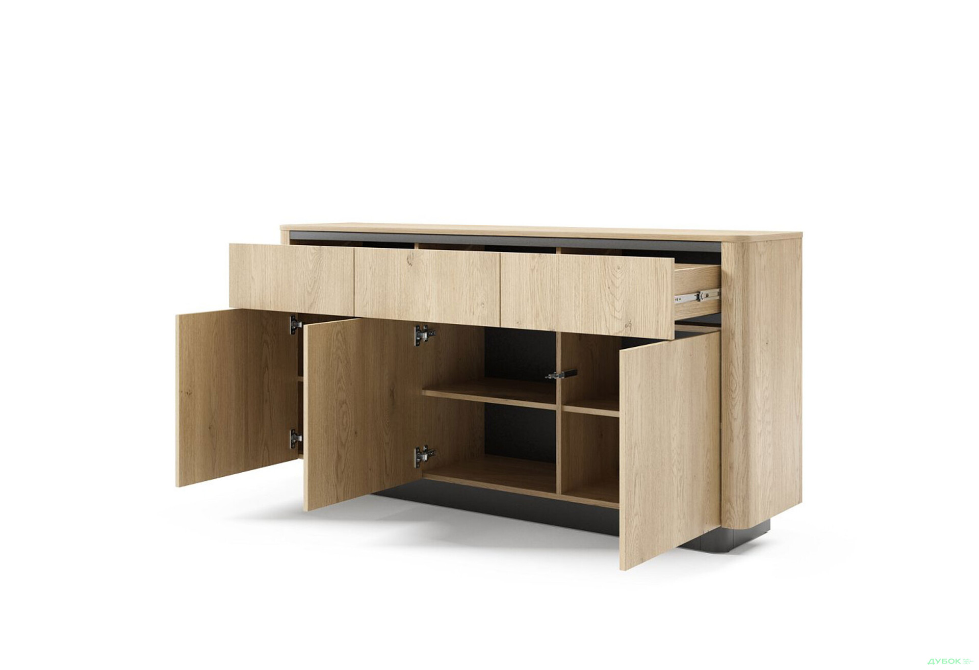 Изображение 2 - Комод Perfect Home Торро / Torro 3-дверный с ящиками 163,2 см, дуб кремона / черный