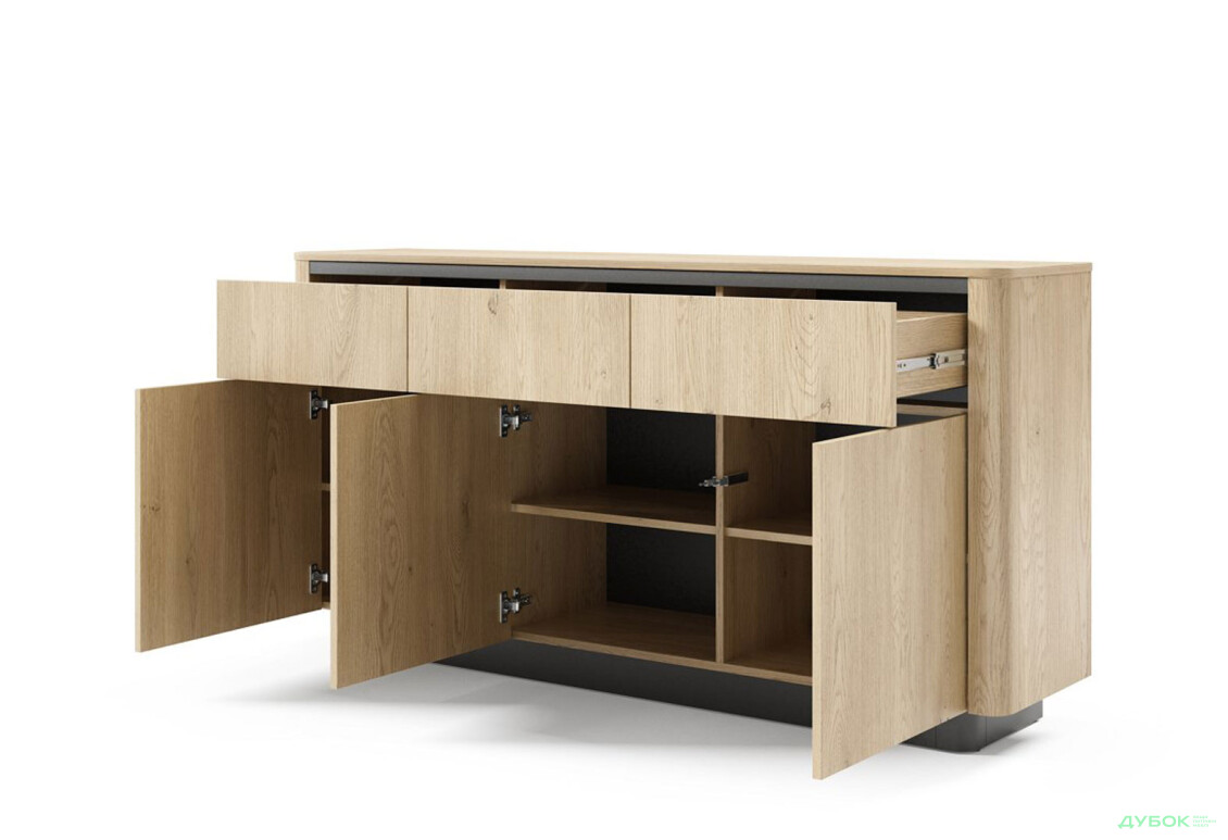 Изображение 2 - Комод Perfect Home Торро / Torro 3-дверный с ящиками 163,2 см, дуб кремона / черный