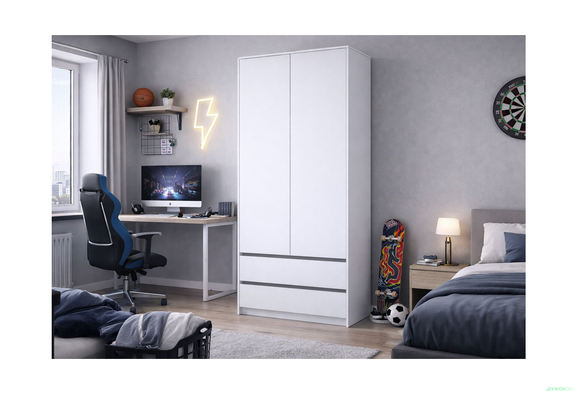 Зображення 2 - Шафа Київський стандарт Соло 2-дверна з 2 шухлядами 90 см