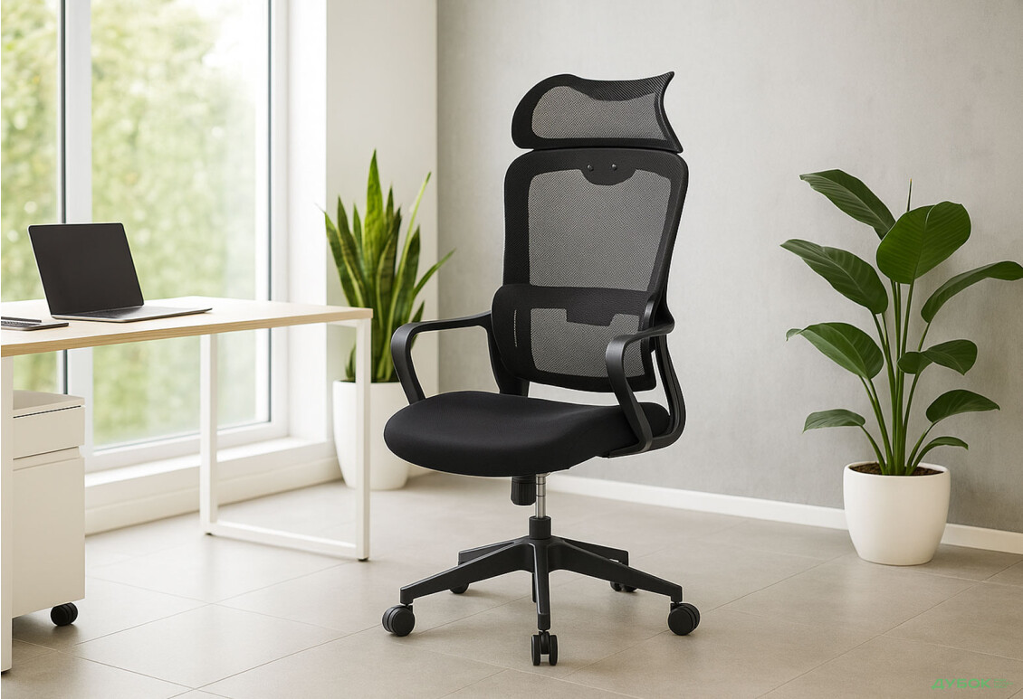 Зображення 2 - Крісло Інтарсіо Джим / Jim поворотне чорне / чорний каркас