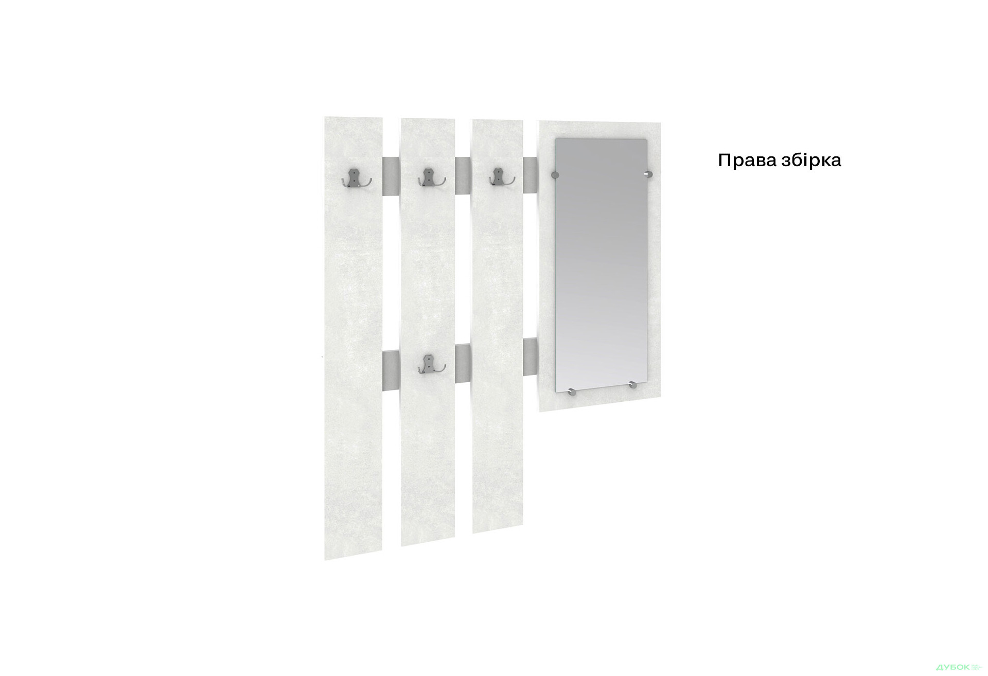 Зображення 3 - Вішак для одягу Київський стандарт Ліра з дзеркалом 100x110 см бетон стайл