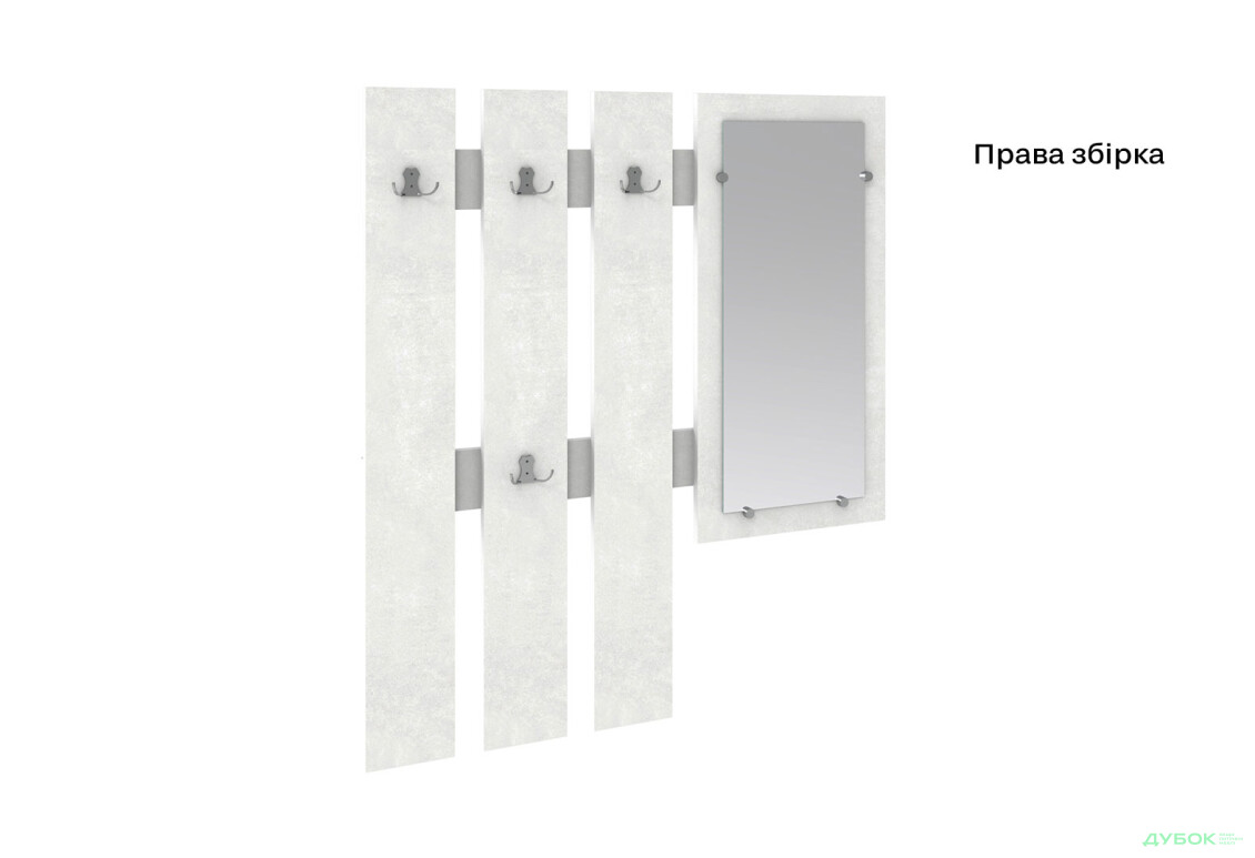 Зображення 3 - Вішак для одягу Київський стандарт Ліра з дзеркалом 100x110 см бетон стайл