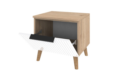 Тумба приліжкова 450x400x435 дуб рая / білий глянець Зображення Тумба приліжкова 450x400x435 дуб рая / білий глянець