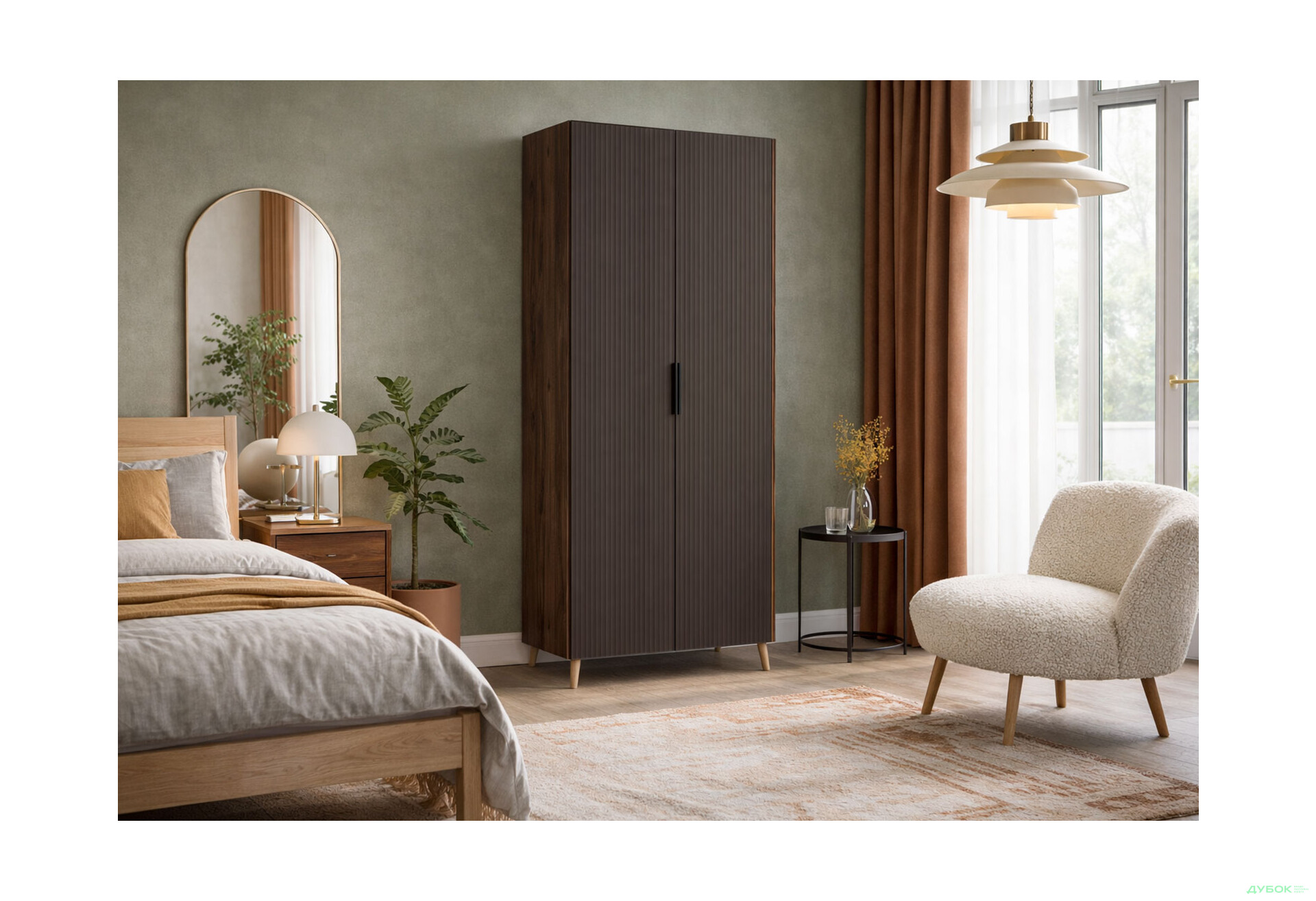 Изображение 2 - Шкаф Киевский стандарт Лайн 2-дверная 100 см дуб ливорно / смоки софт