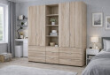 Изображение 2 - Шкаф Doros Гелар 2+2 ДСП 4-дверная с ящиками и пеналом с открытыми полками 215 см Дуб сонома