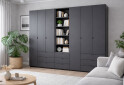 Изображение 2 - Шкаф Doros Гелар 3+3 ДСП 6-дверная с ящиками и пеналом с открытыми полками 292.4 см Графит