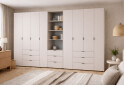 Изображение 2 - Шкаф Doros Гелар 4+4 ДСП 8-дверная с ящиками и пеналом с открытыми полками 370 см Кашемир