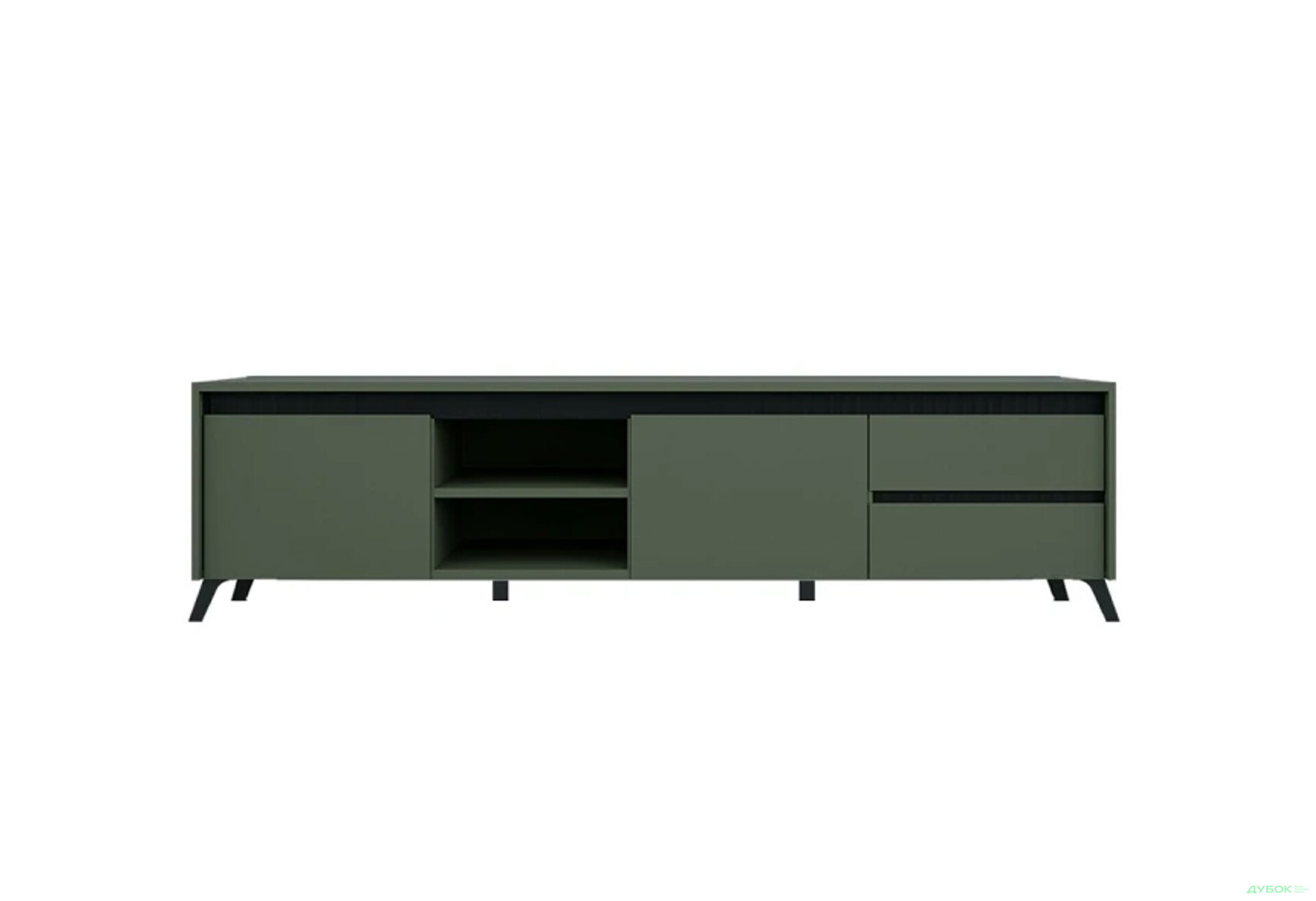 Зображення 1 - Тумба ВМК Лаундж / Lounge RTV2K2So 206 см, зелений димчастий / чорний