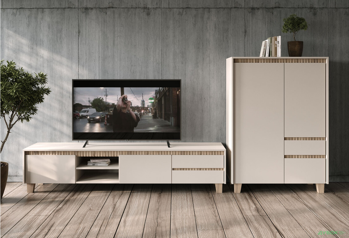 Зображення 2 - Тумба ВМК Лаундж / Lounge RTV2K2So 206 см, кашемір / дуб сонома