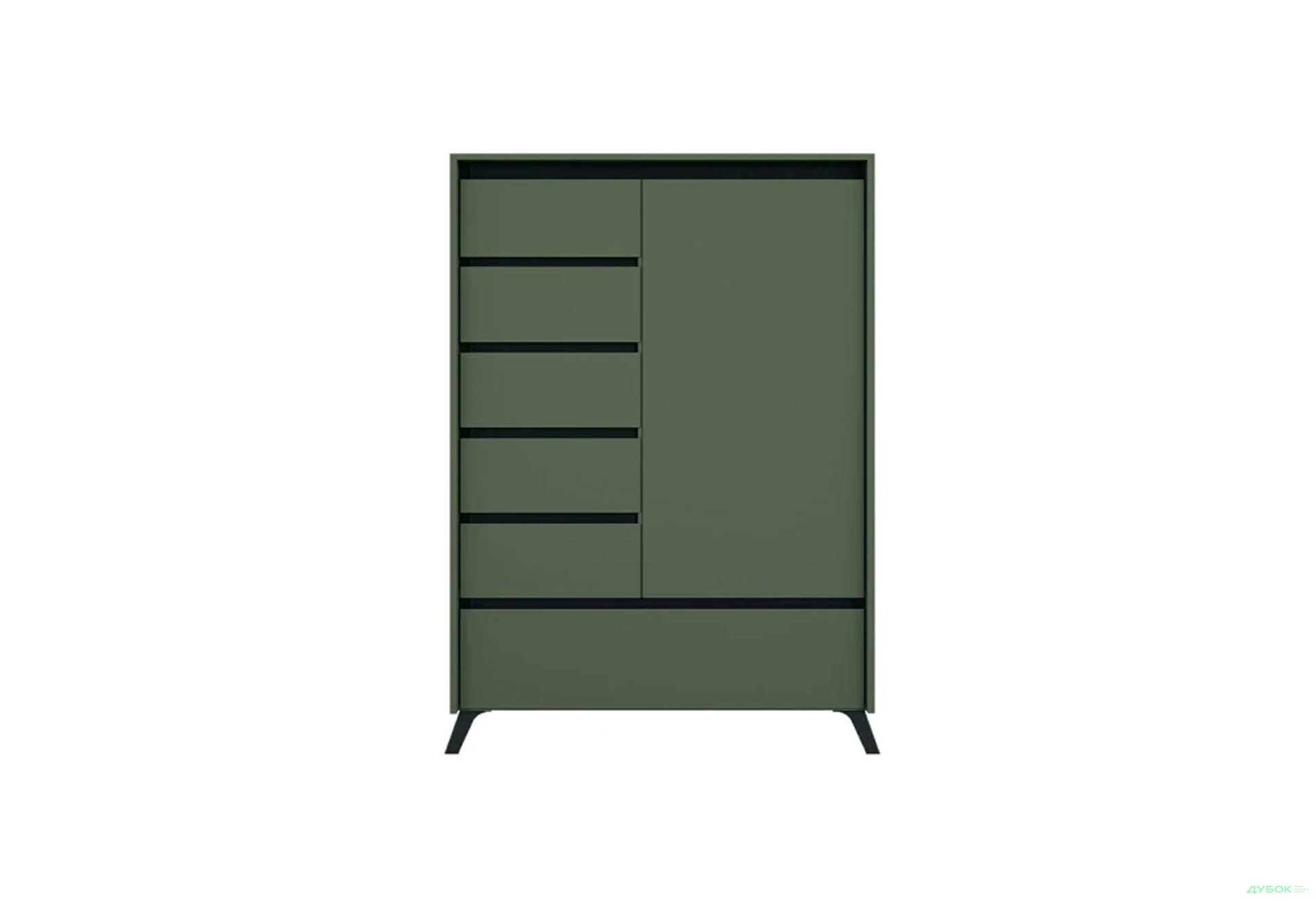 Изображение 1 - Комод ВМК Лаундж / Lounge REG1D5S1K 95 см, зелёный дымчатый / черный