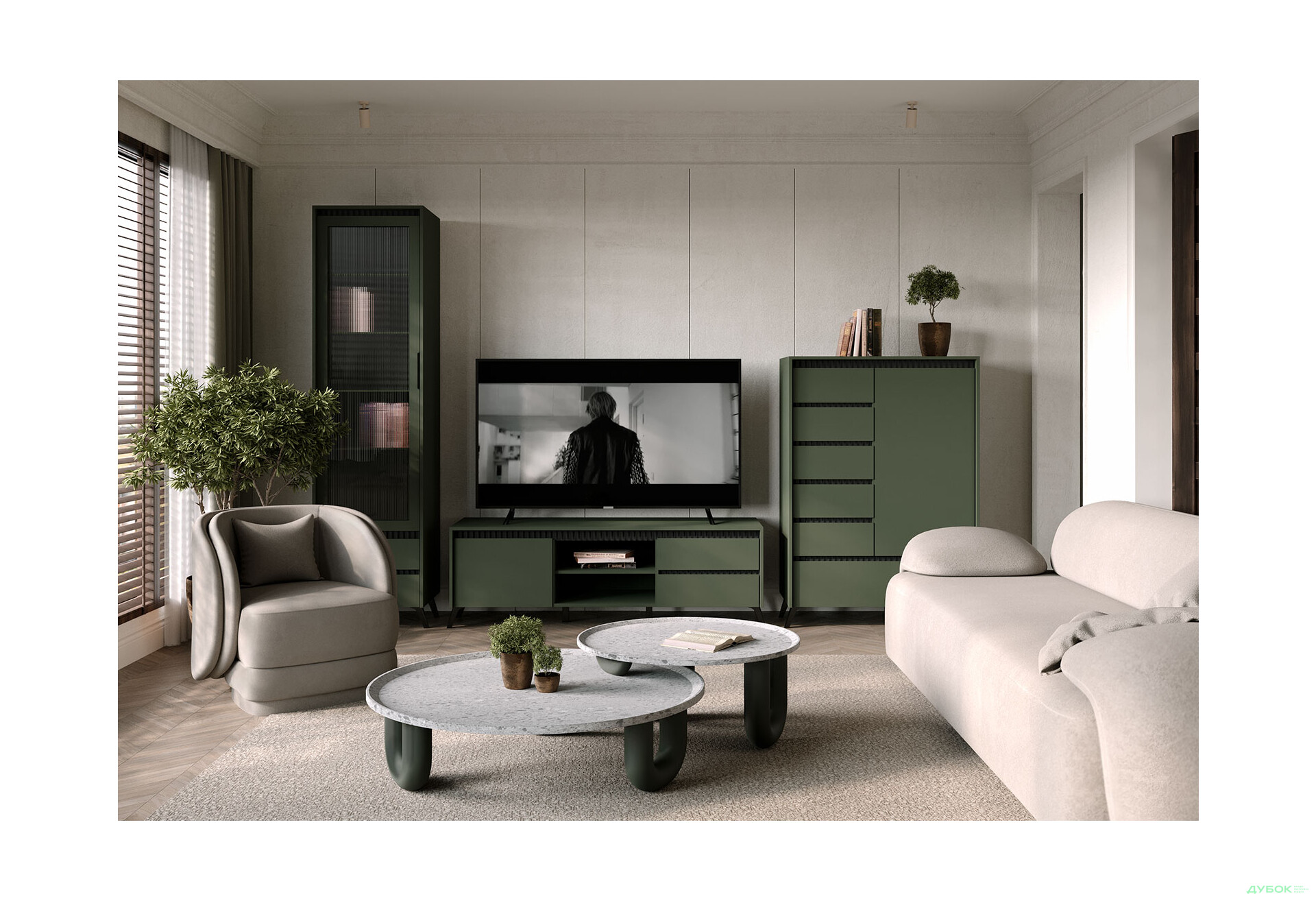 Зображення 2 - Вітальня ВМК Лаундж / Lounge 312 см зелений димчастий / чорний