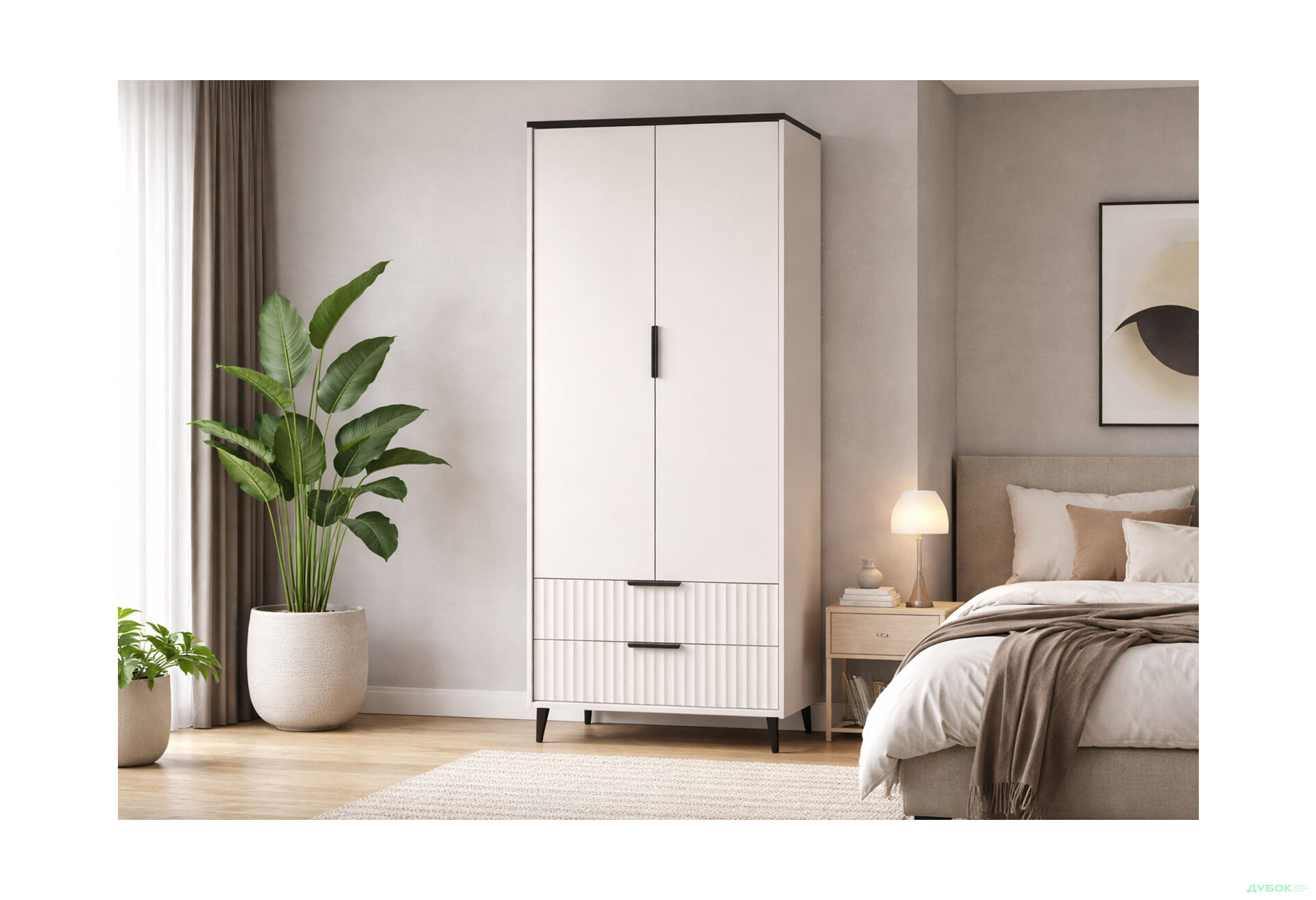 Зображення 2 - Шафа ВМК Фреско SZF2D2S 98 см, кашемір / темний мармур