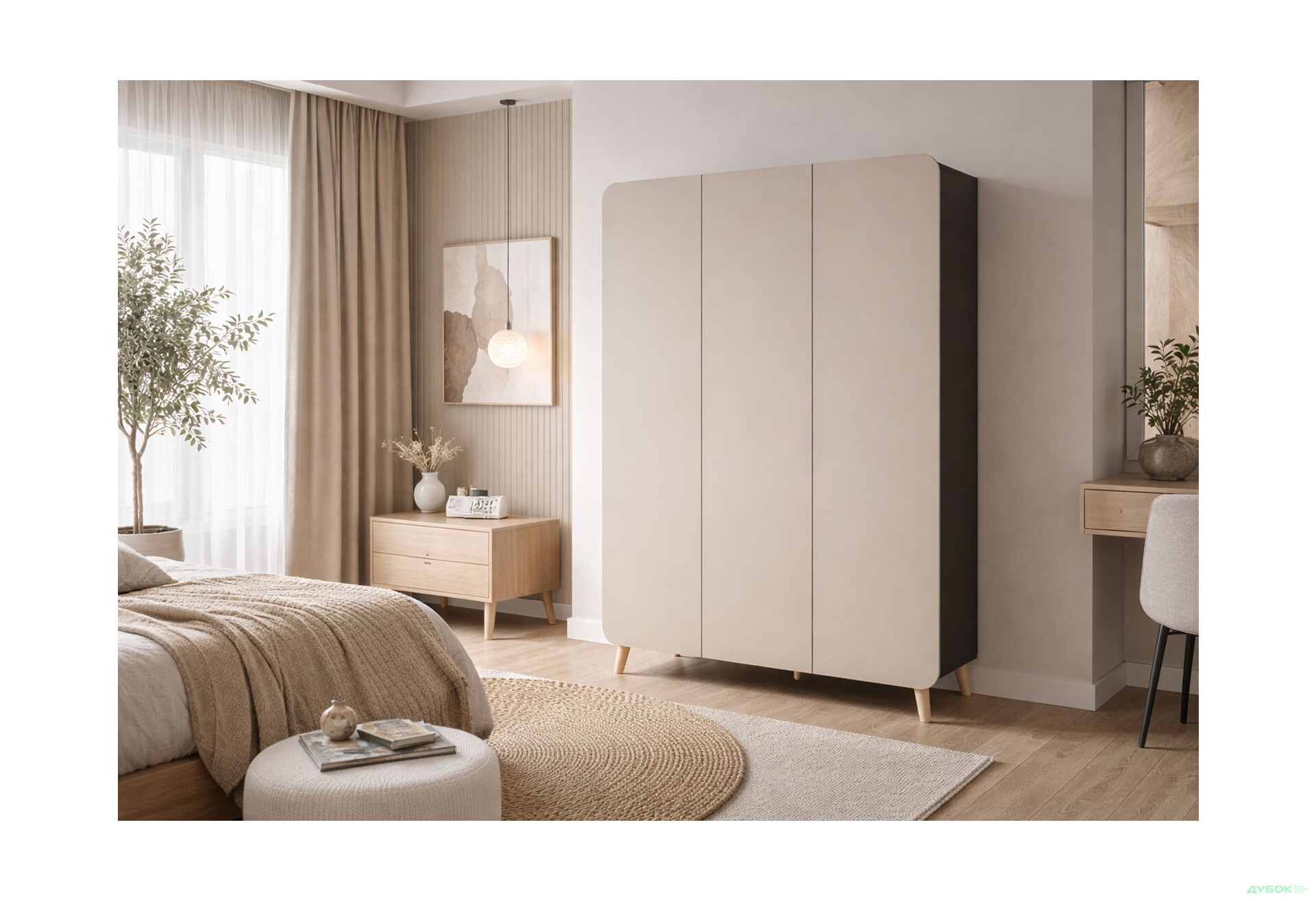 Изображение 2 - Шкаф Киевский стандарт Руна 3-дверный 126.5 см антрацит / светлый какао софт