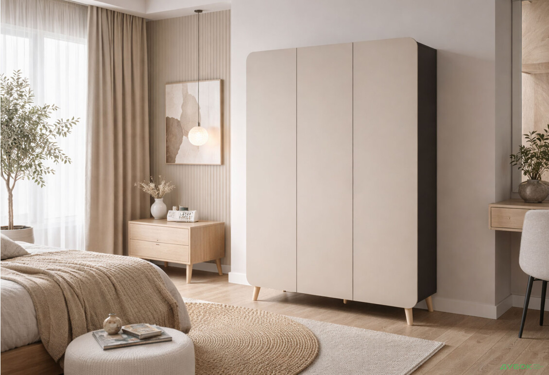 Изображение 2 - Шкаф Киевский стандарт Руна 3-дверный 126.5 см антрацит / светлый какао софт