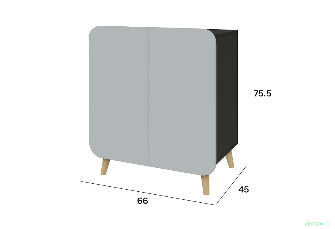 Комод Київський стандарт Руна 2-дверний 66 см антрацит / сірий софт - Зображення 3 Зображення 3 - Комод Київський стандарт Руна 2-дверний 66 см антрацит / сірий софт