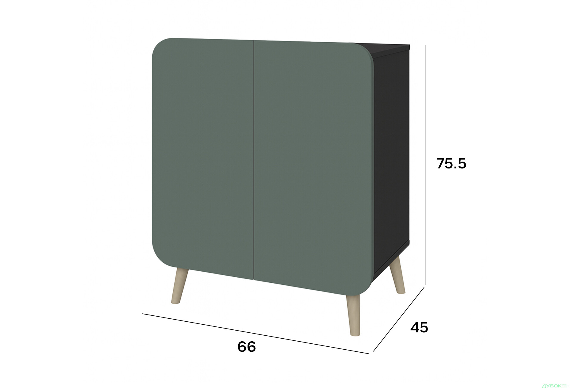 Комод Київський стандарт Руна 2-дверний 66 см антрацит / лагуна софт - Зображення 3 Зображення 3 - Комод Київський стандарт Руна 2-дверний 66 см антрацит / лагуна софт