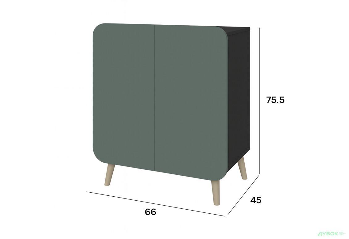 Комод Київський стандарт Руна 2-дверний 66 см антрацит / лагуна софт - Зображення 3 Зображення 3 - Комод Київський стандарт Руна 2-дверний 66 см антрацит / лагуна софт