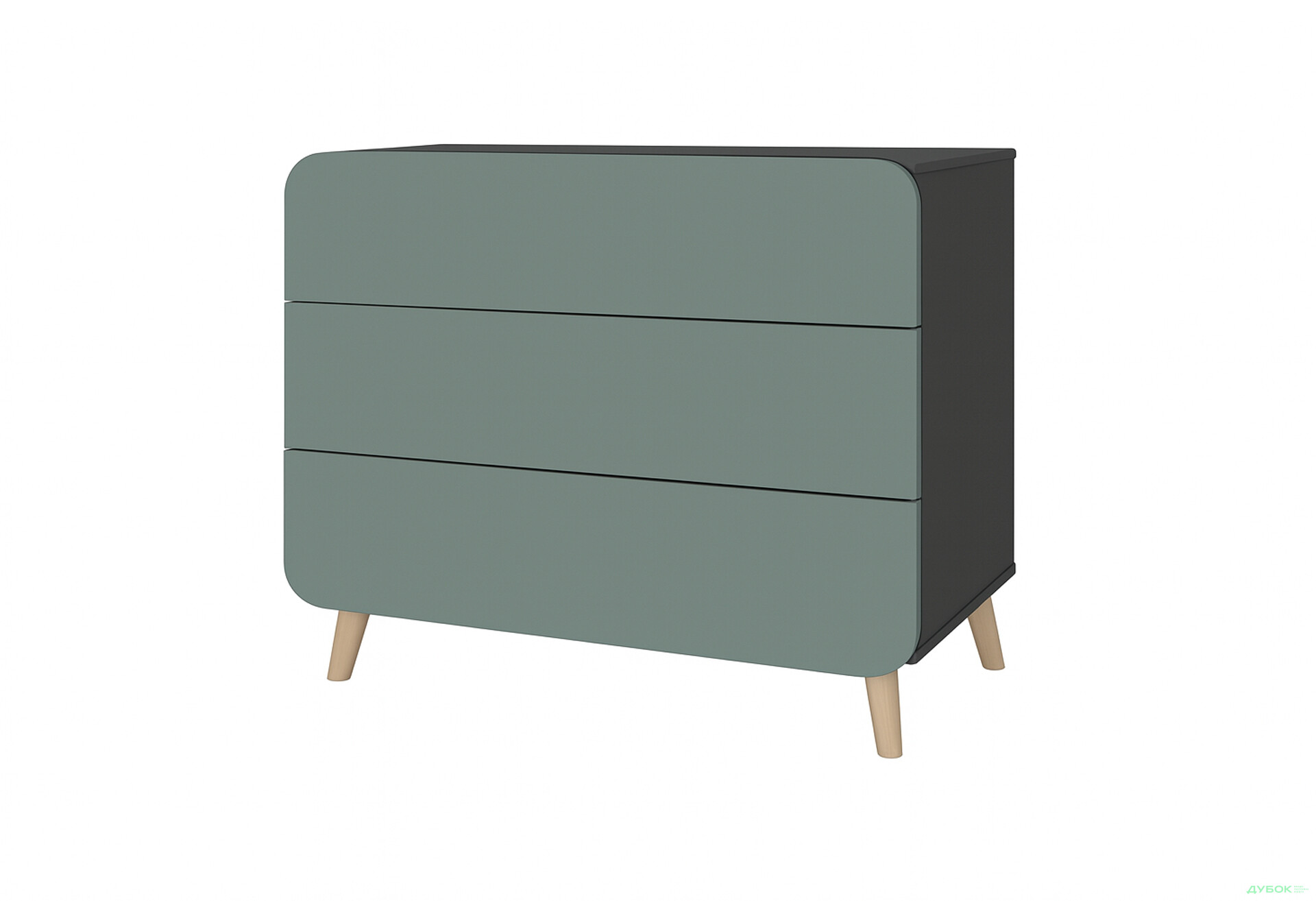 Комод Київський стандарт Руна з 3 шухлядами 90 см антрацит / лагуна софт - Зображення 1 Зображення 1 - Комод Київський стандарт Руна з 3 шухлядами 90 см антрацит / лагуна софт