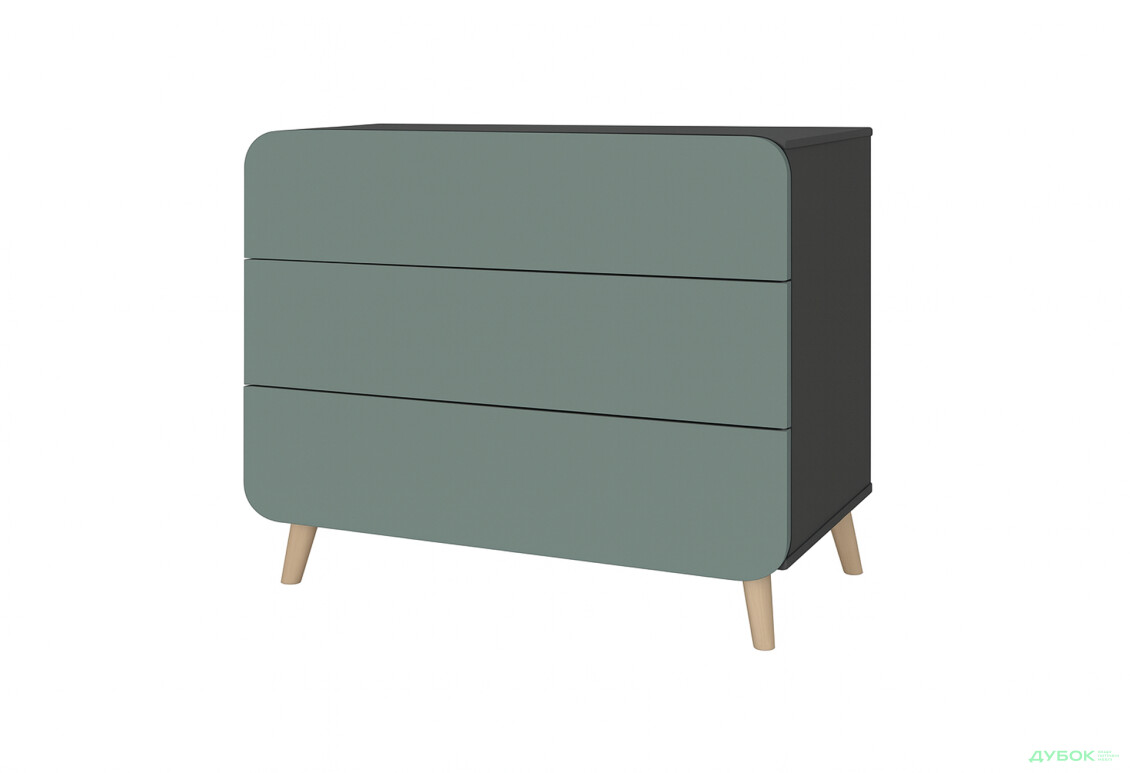 Комод Київський стандарт Руна з 3 шухлядами 90 см антрацит / лагуна софт - Зображення 1 Зображення 1 - Комод Київський стандарт Руна з 3 шухлядами 90 см антрацит / лагуна софт