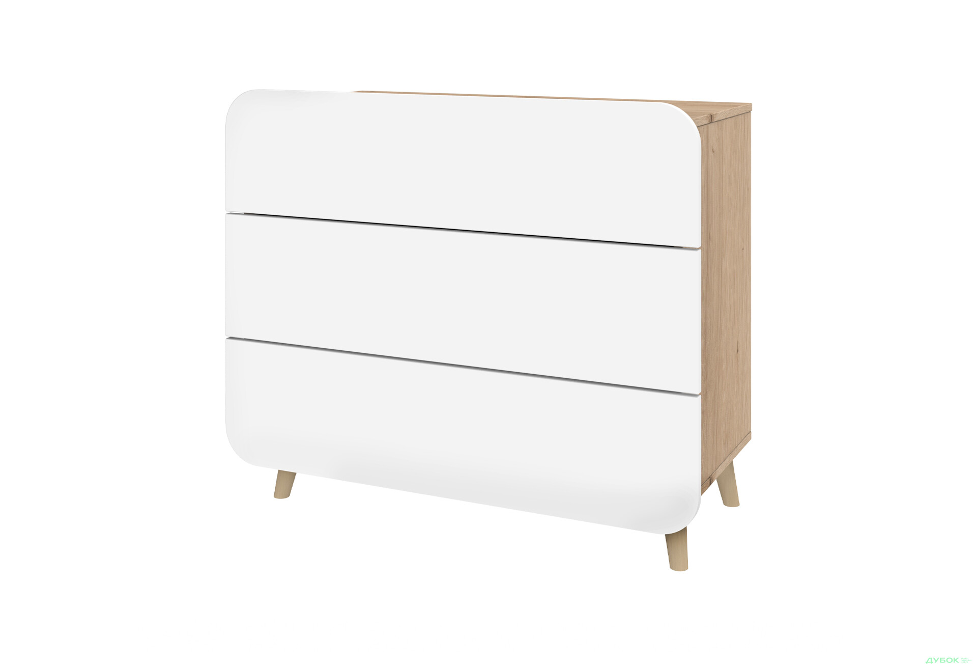 Комод Київський стандарт Руна з 3 шухлядами 90 см дуб рая / білий софт - Зображення 1 Зображення 1 - Комод Київський стандарт Руна з 3 шухлядами 90 см дуб рая / білий софт