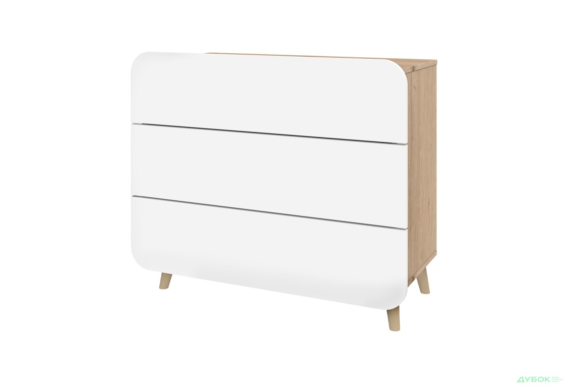 Комод Київський стандарт Руна з 3 шухлядами 90 см дуб рая / білий софт - Зображення 1 Зображення 1 - Комод Київський стандарт Руна з 3 шухлядами 90 см дуб рая / білий софт