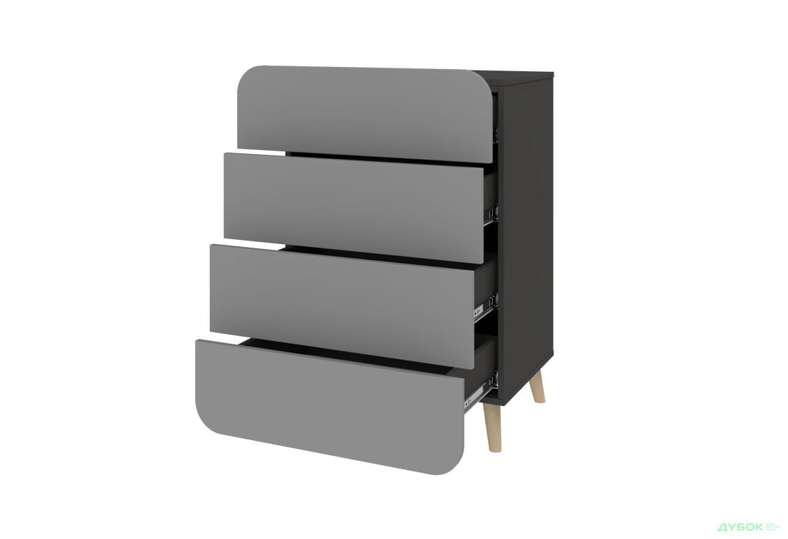 Комод Київський стандарт Руна з 4 шухлядами 66 см антрацит / сірий софт - Зображення 2 Зображення 2 - Комод Київський стандарт Руна з 4 шухлядами 66 см антрацит / сірий софт