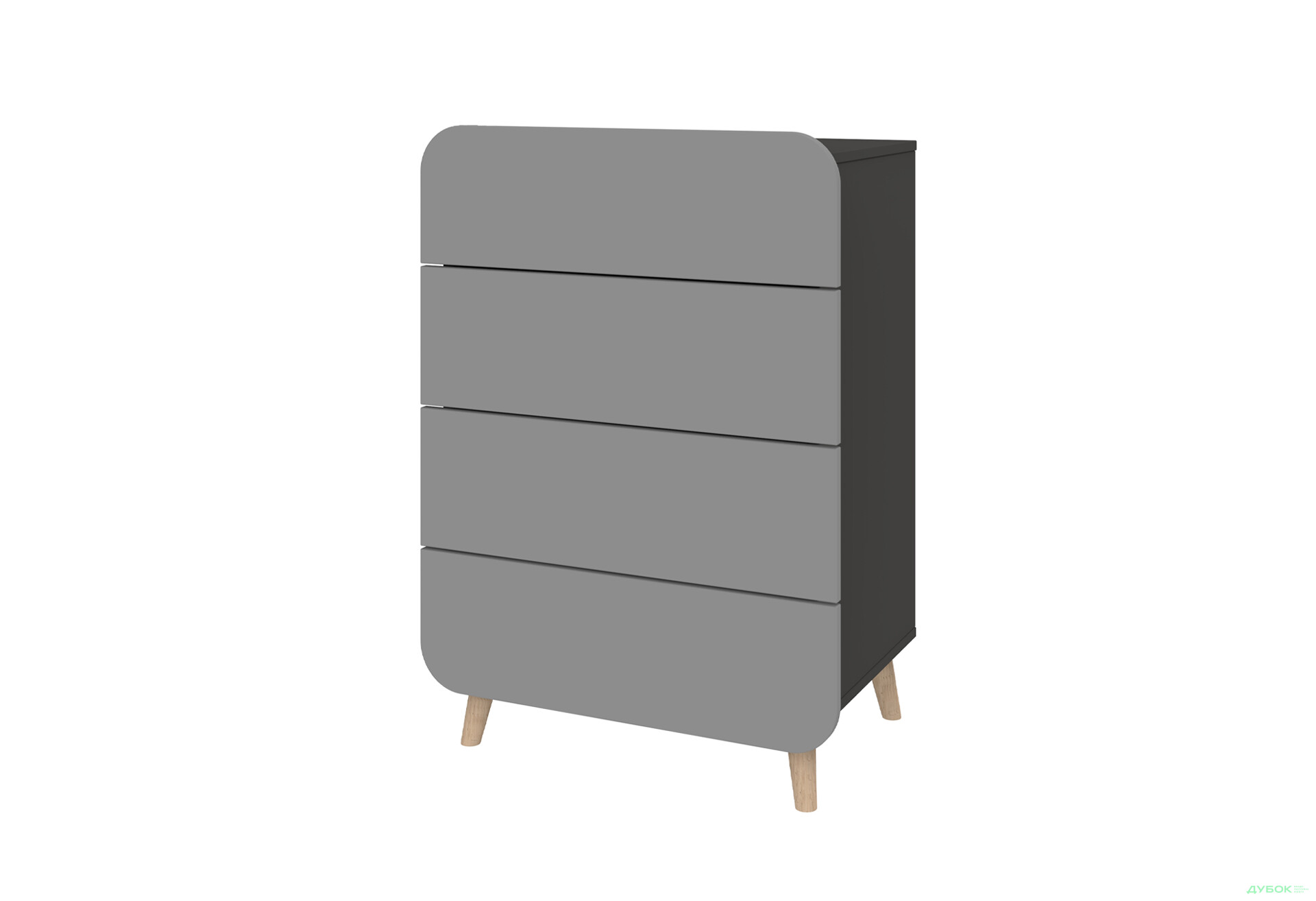 Комод Київський стандарт Руна з 4 шухлядами 66 см антрацит / сірий софт - Зображення 1 Зображення 1 - Комод Київський стандарт Руна з 4 шухлядами 66 см антрацит / сірий софт