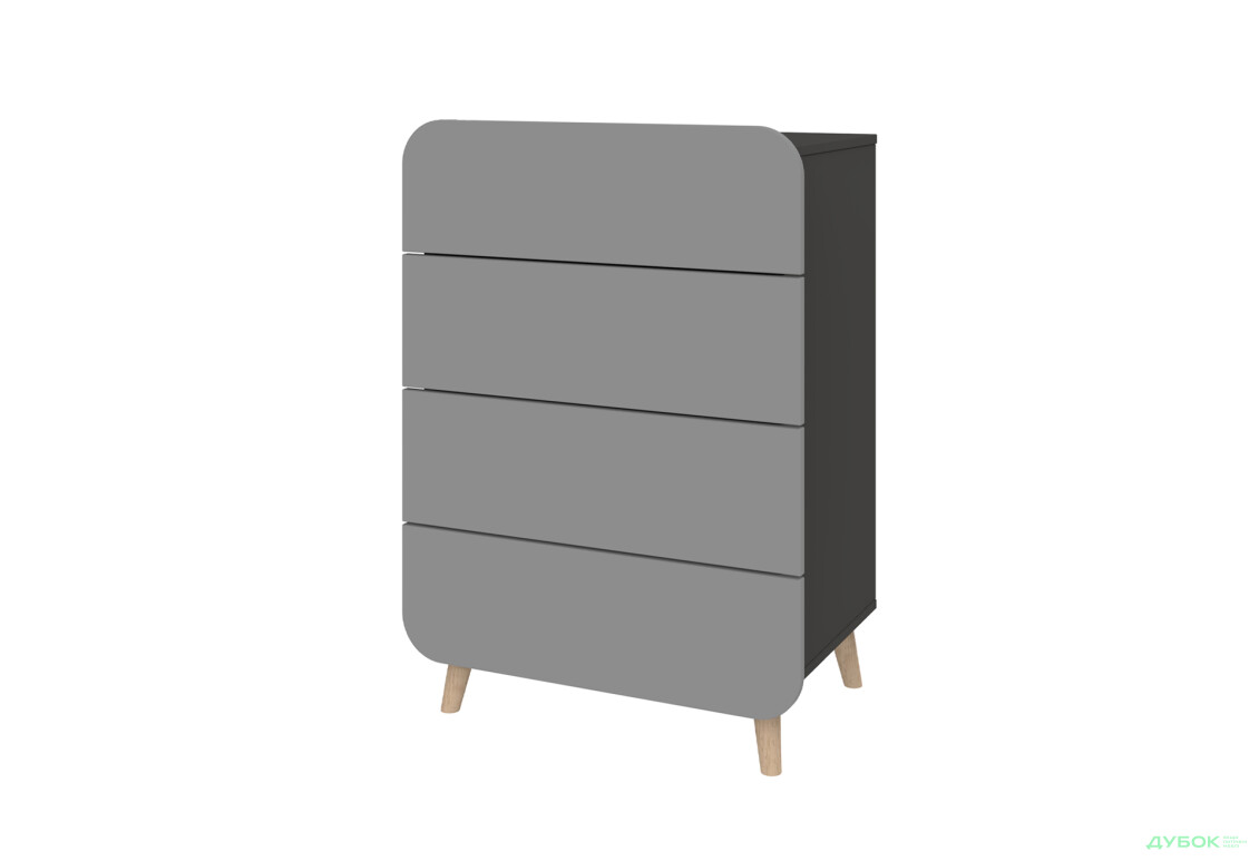 Комод Київський стандарт Руна з 4 шухлядами 66 см антрацит / сірий софт - Зображення 1 Зображення 1 - Комод Київський стандарт Руна з 4 шухлядами 66 см антрацит / сірий софт