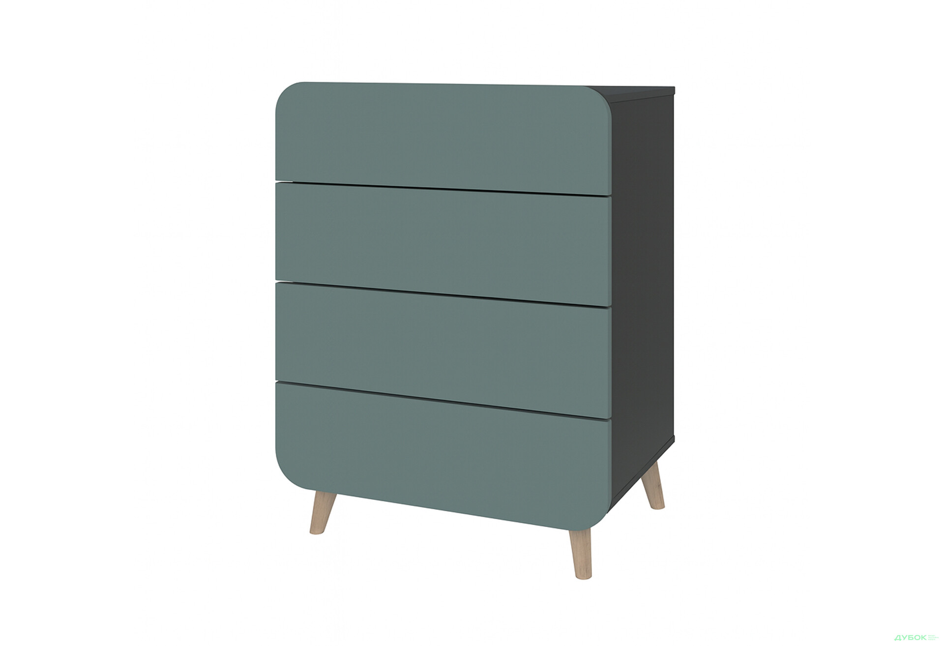 Комод Київський стандарт Руна з 4 шухлядами 66 см антрацит / лагуна софт - Зображення 1 Зображення 1 - Комод Київський стандарт Руна з 4 шухлядами 66 см антрацит / лагуна софт