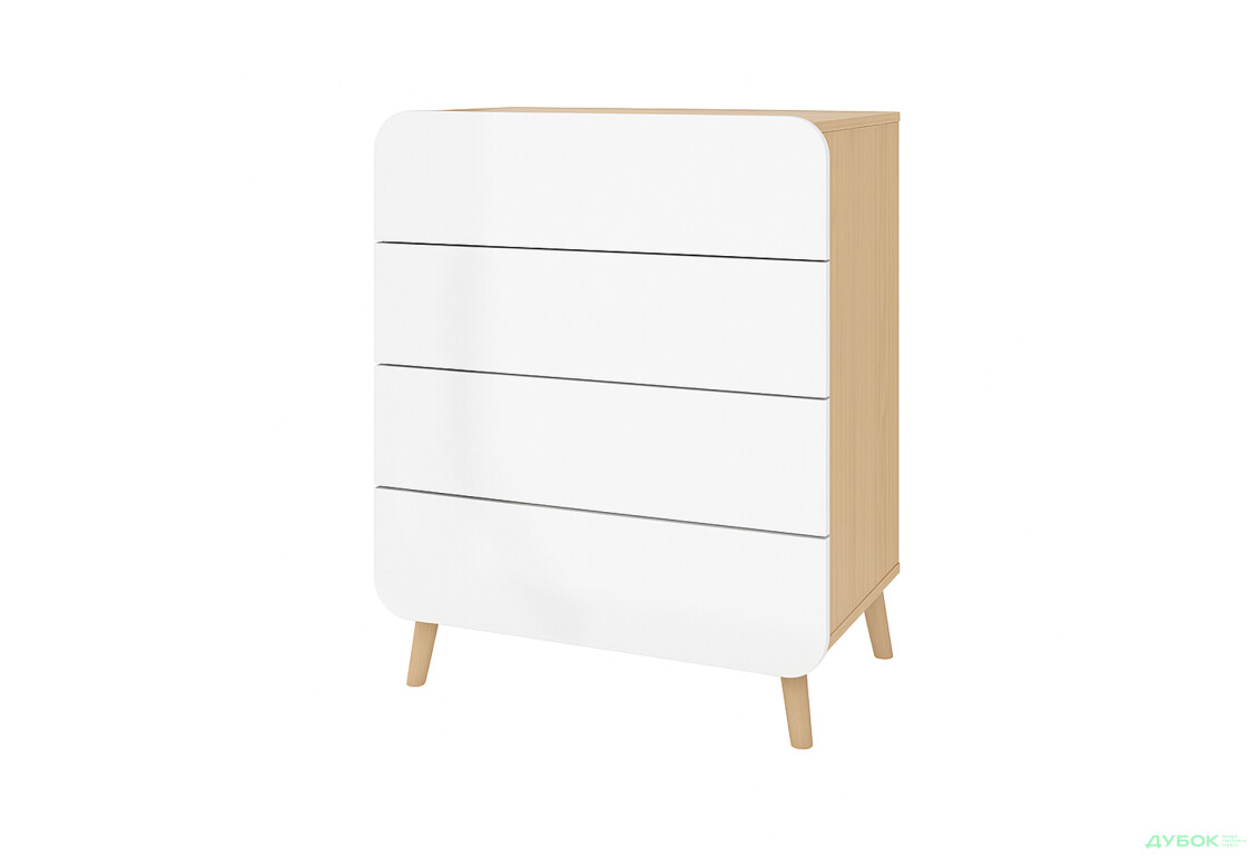 Комод Київський стандарт Руна з 4 шухлядами 66 см дуб рая / білий софт - Зображення 1 Зображення 1 - Комод Київський стандарт Руна з 4 шухлядами 66 см дуб рая / білий софт