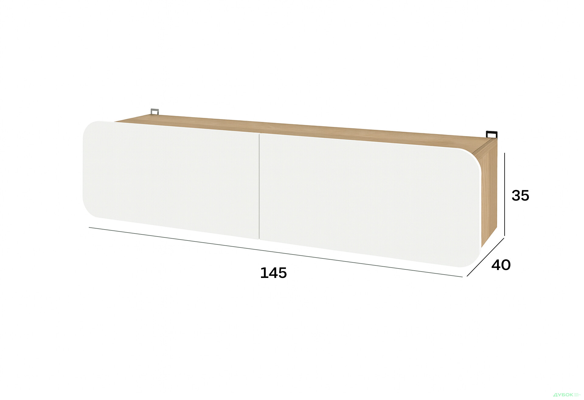 Тумба навісна Київський стандарт Руна 2-дверна 145 см дуб рая / білий софт - Зображення 3 Зображення 3 - Тумба навісна Київський стандарт Руна 2-дверна 145 см дуб рая / білий софт