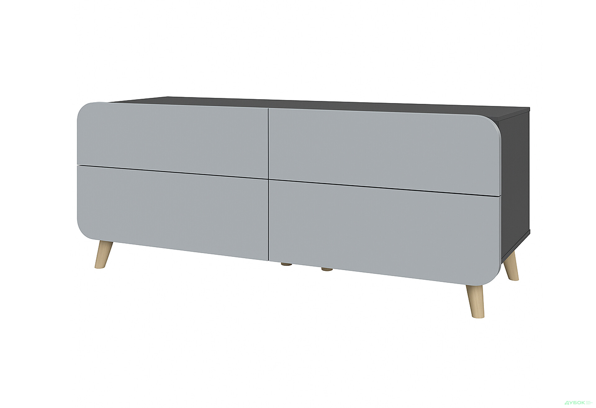 Тумба під ТВ Київський стандарт Руна з 4 шухлядами 126 см антрацит / сірий софт - Зображення 1 Зображення 1 - Тумба під ТВ Київський стандарт Руна з 4 шухлядами 126 см антрацит / сірий софт