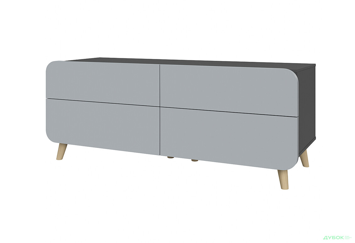 Тумба під ТВ Київський стандарт Руна з 4 шухлядами 126 см антрацит / сірий софт - Зображення 1 Зображення 1 - Тумба під ТВ Київський стандарт Руна з 4 шухлядами 126 см антрацит / сірий софт