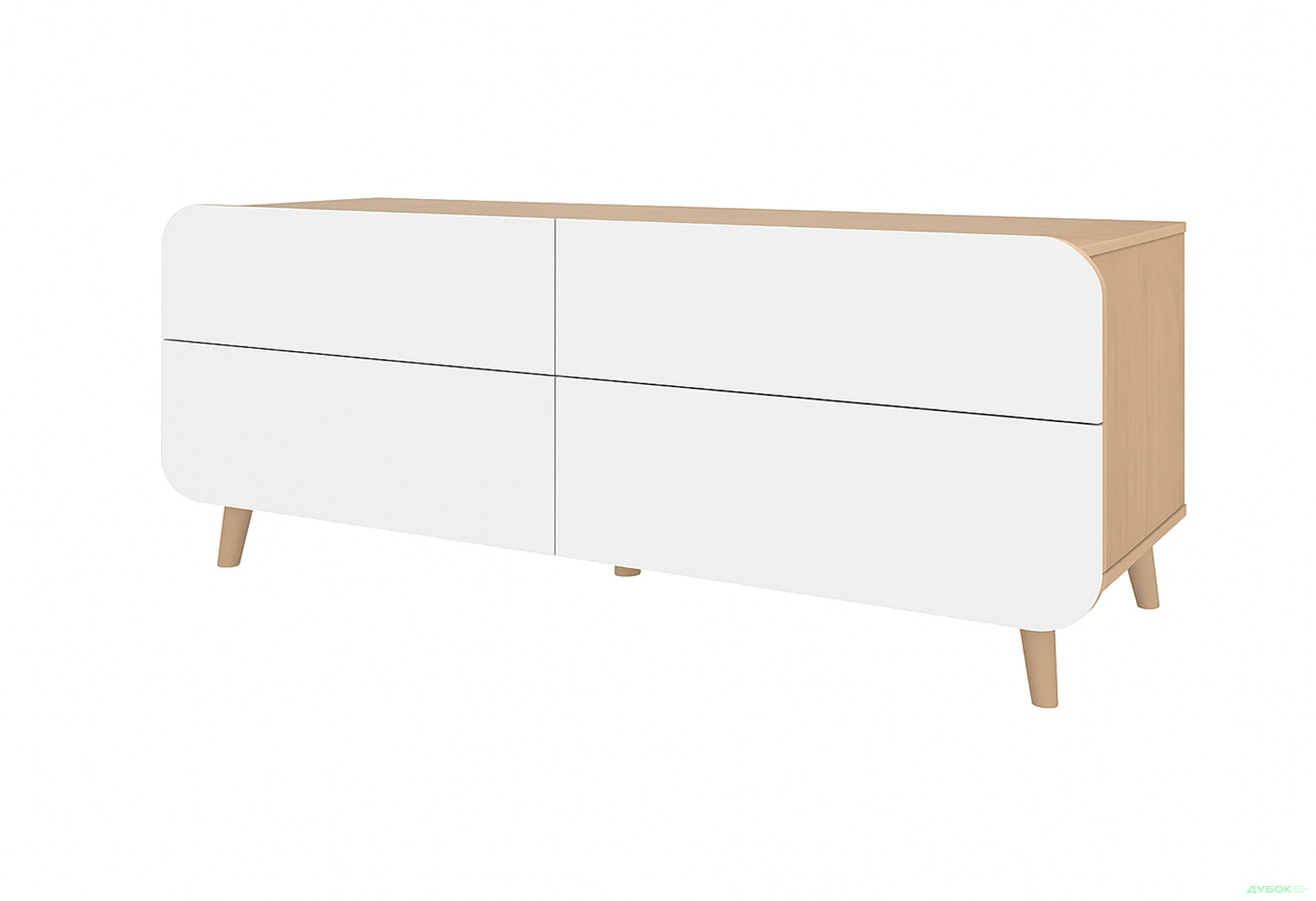 Тумба під ТВ Київський стандарт Руна з 4 шухлядами 126 см дуб рая / білий софт - Зображення 1 Зображення 1 - Тумба під ТВ Київський стандарт Руна з 4 шухлядами 126 см дуб рая / білий софт