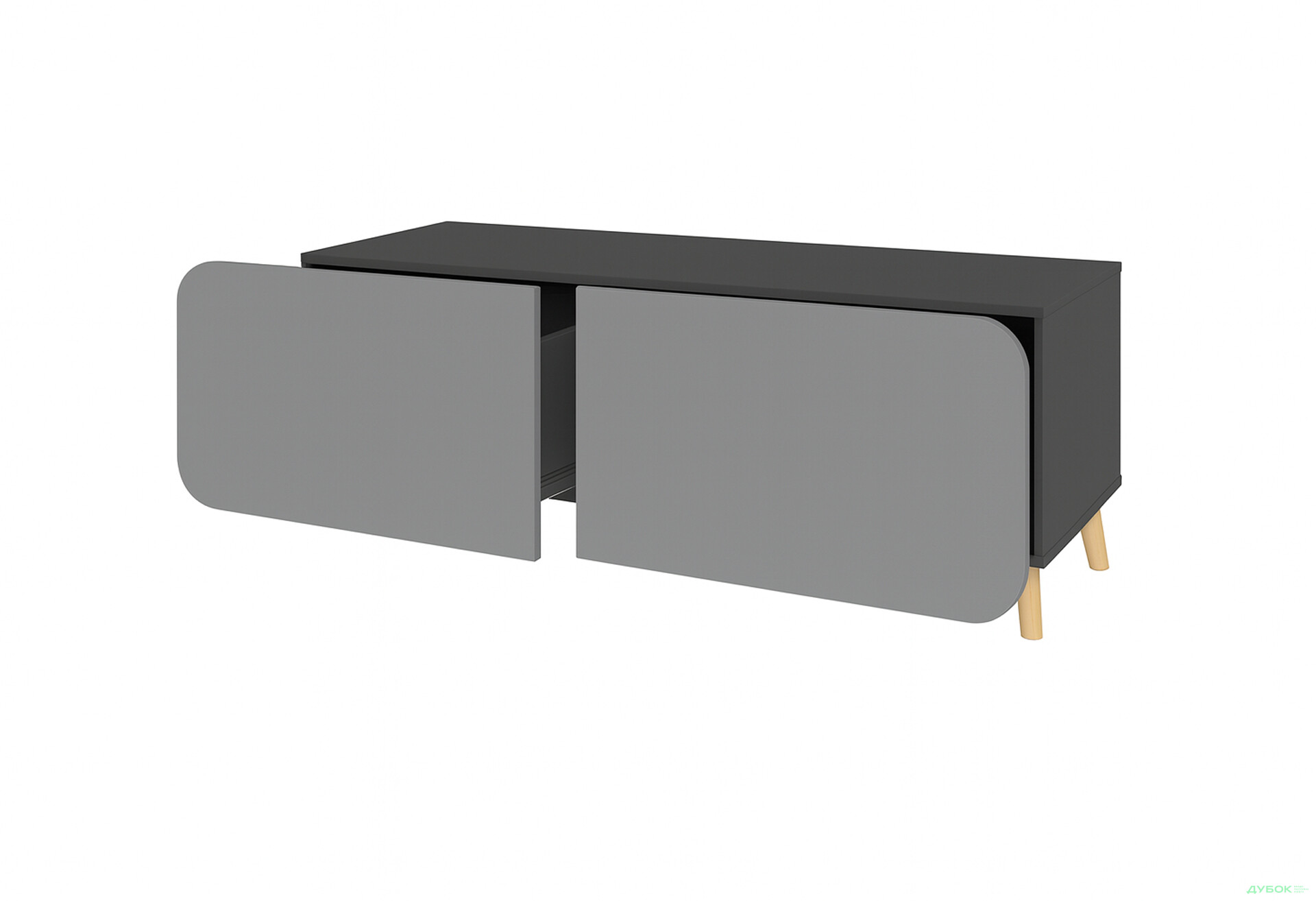 Тумба під ТВ Київський стандарт Руна 2-дверна 126 см антрацит / сірий софт - Зображення 2 Зображення 2 - Тумба під ТВ Київський стандарт Руна 2-дверна 126 см антрацит / сірий софт