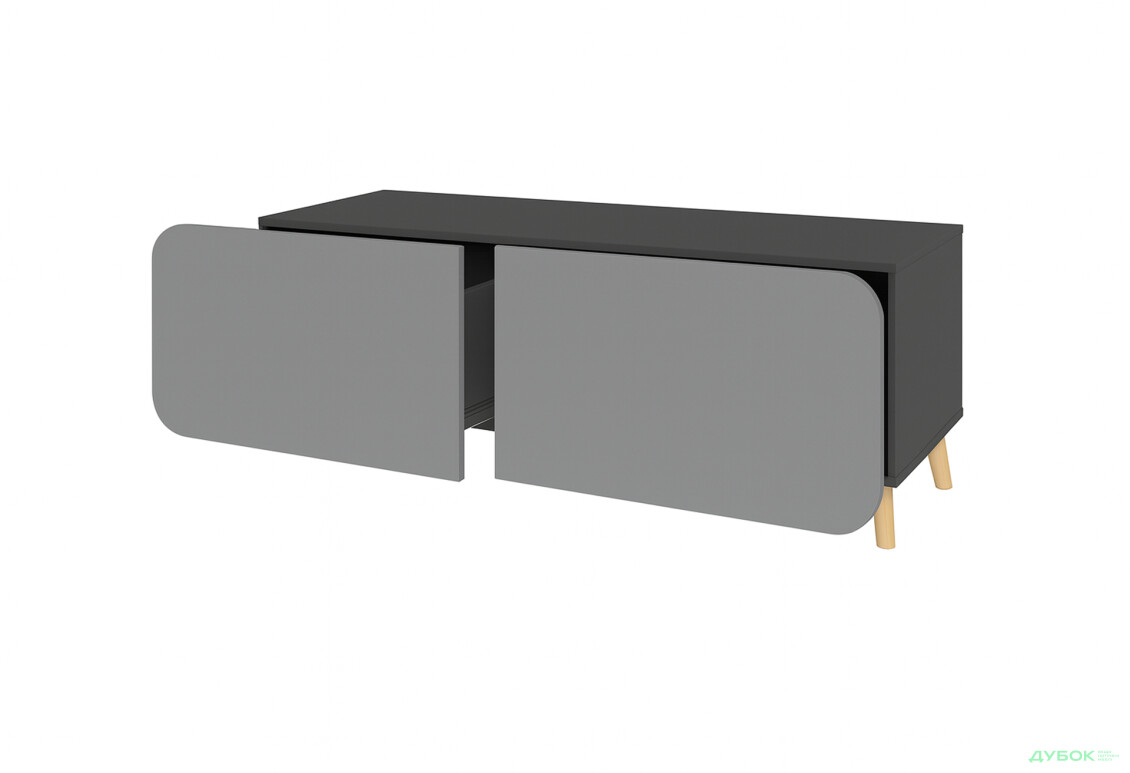 Тумба під ТВ Київський стандарт Руна 2-дверна 126 см антрацит / сірий софт - Зображення 2 Зображення 2 - Тумба під ТВ Київський стандарт Руна 2-дверна 126 см антрацит / сірий софт