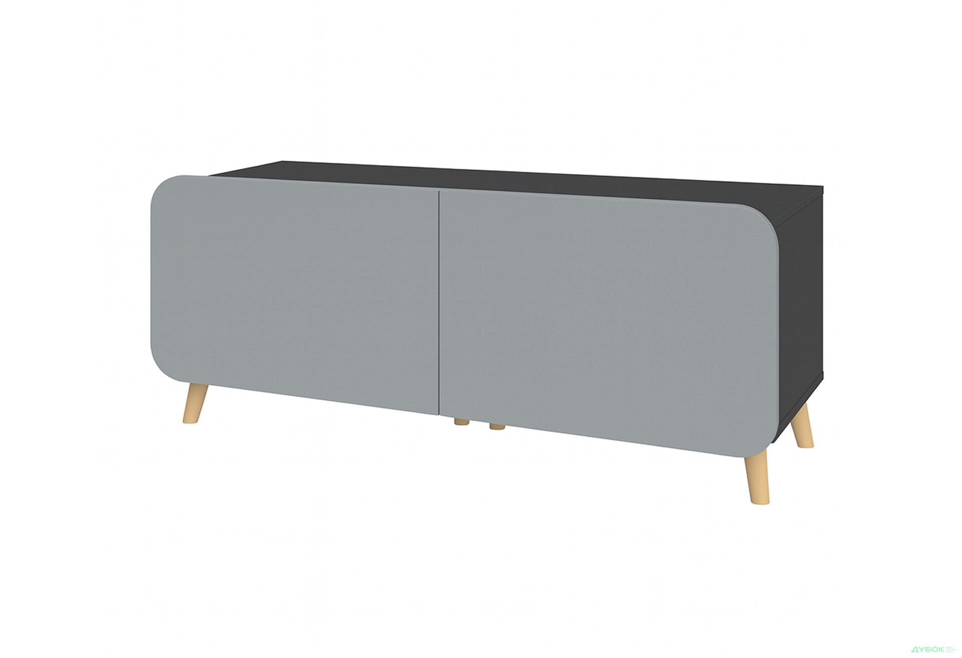 Тумба під ТВ Київський стандарт Руна 2-дверна 126 см антрацит / сірий софт - Зображення 1 Зображення 1 - Тумба під ТВ Київський стандарт Руна 2-дверна 126 см антрацит / сірий софт