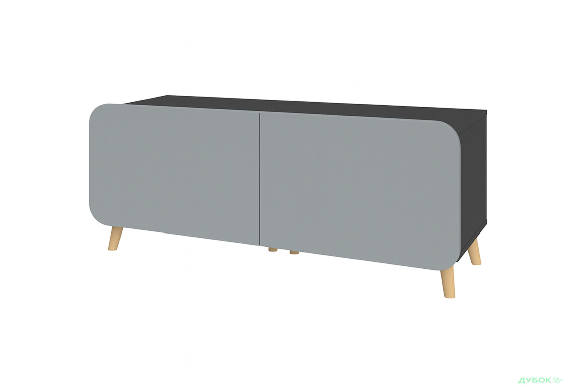 Тумба під ТВ Київський стандарт Руна 2-дверна 126 см антрацит / сірий софт - Зображення 1 Зображення 1 - Тумба під ТВ Київський стандарт Руна 2-дверна 126 см антрацит / сірий софт